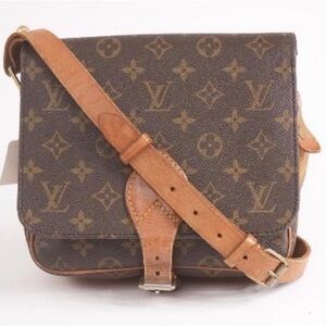 Louis Vuitton Monogram Canvas Messenger Bag with Tan Strap